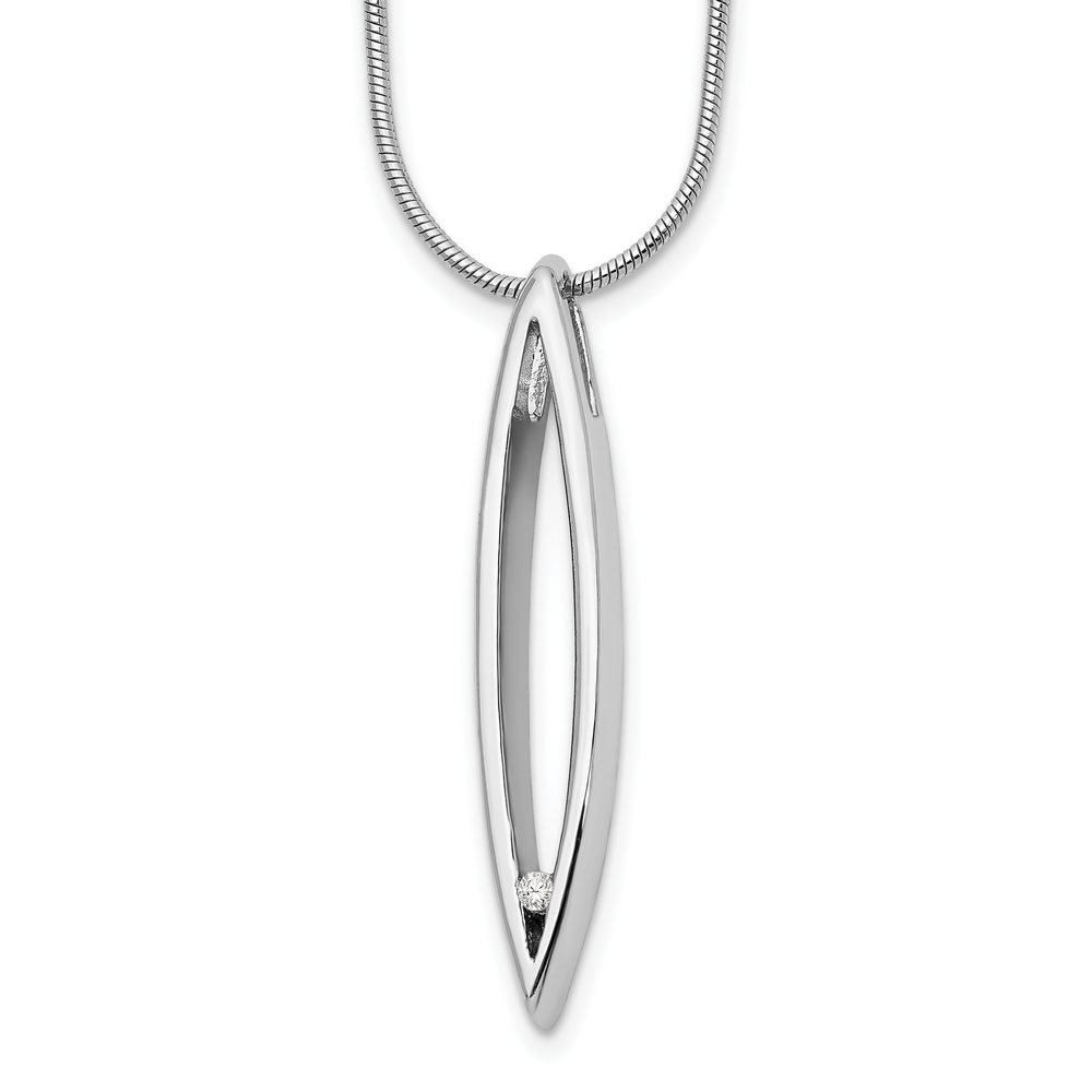 925 Sterling Silver Rhodium-plated 18 Inch Diamond Necklace, 2" Ext.